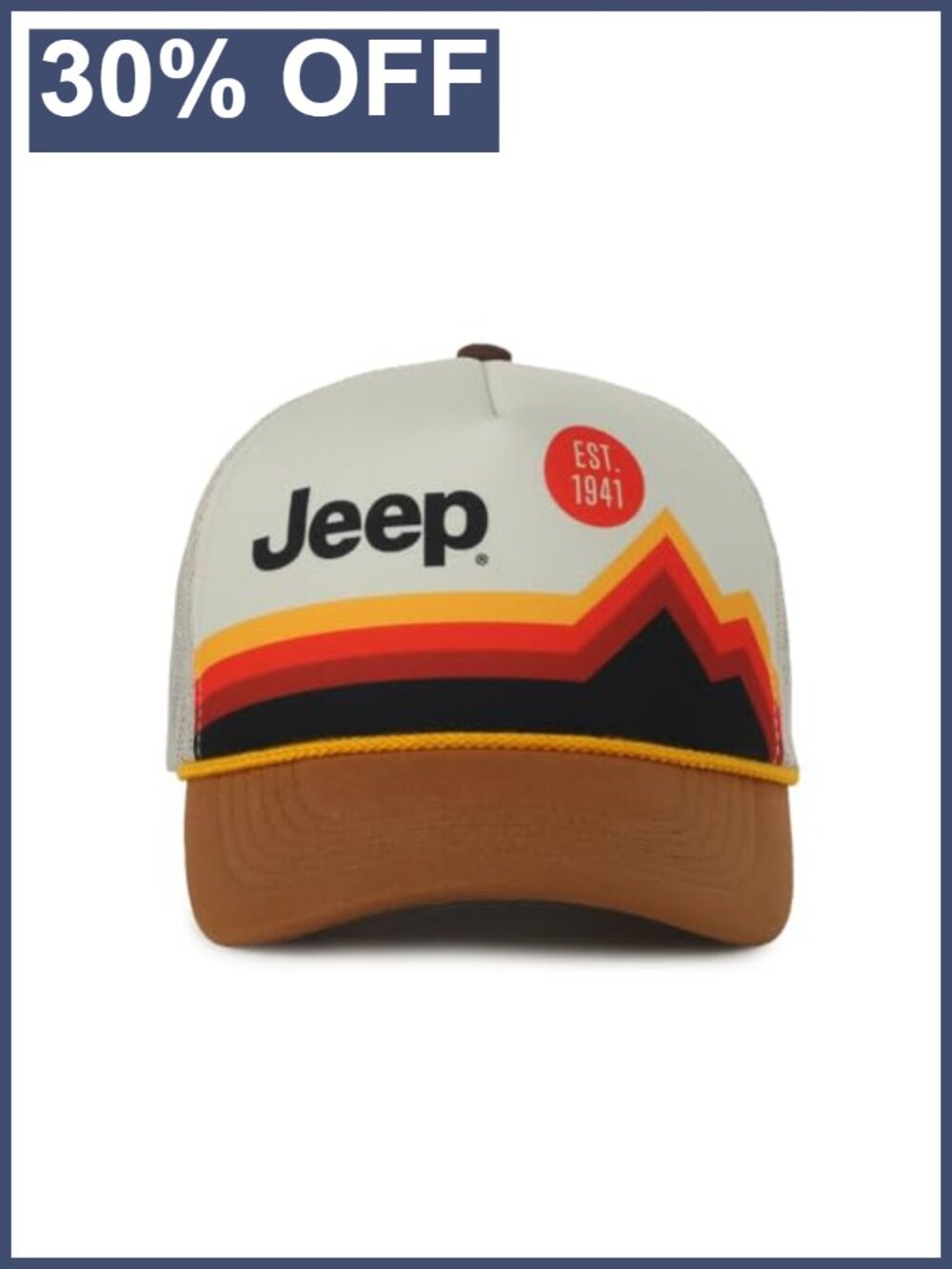 Jeep Mountain Graphic Trucker Hat Adjustable Snapback Snapback Closure
